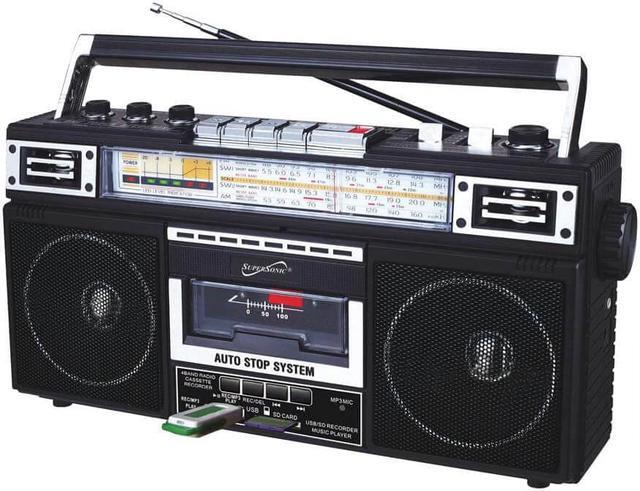 Alt view image 10 of 14 - Supersonic SC-3201BT-BK 4 Band Radio & Cassette Player + Cassette To Mp3 Converter & Bluetooth (Black)
