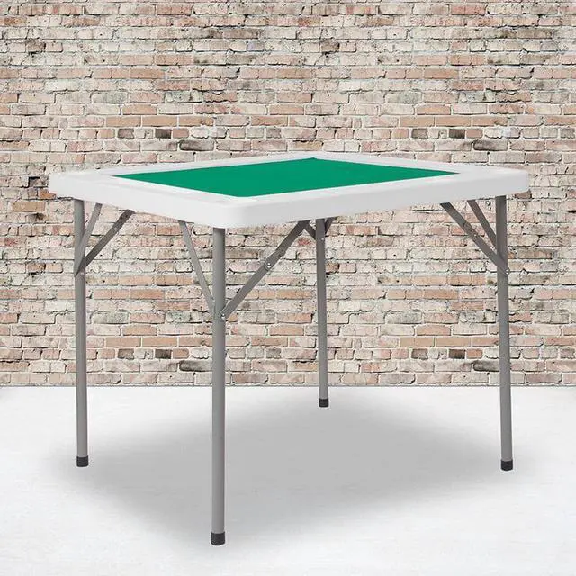 Alt view image 3 of 15 - 34.5" Square 4-Player Folding Card Game Table with Green Playing Surface and Cup Holders