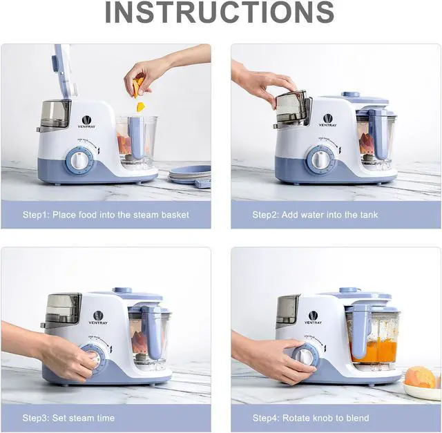 Alt view image 3 of 6 - VENTRAY Baby Food Maker for Twins & Triplets, All-in-one Large Capacity Baby Food Processor, Multi-Function BPA-Free Steamer & Blender, Cook at Home - Purple