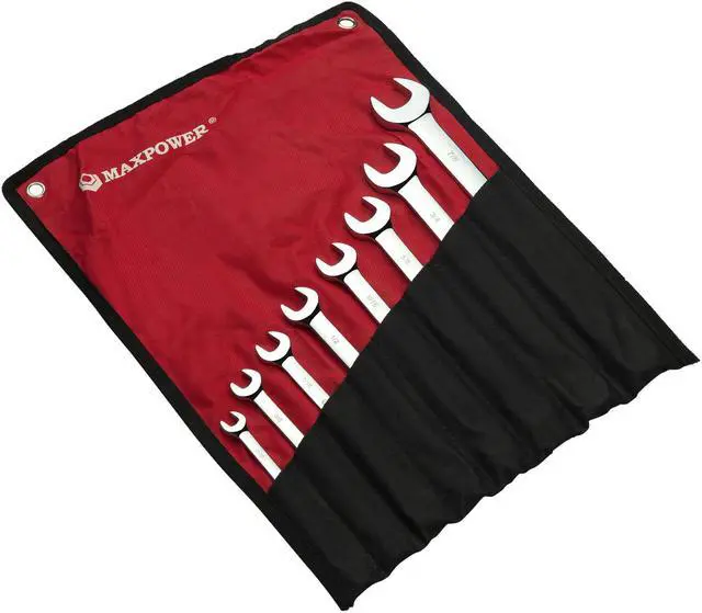 Alt view image 2 of 7 - MAXPOWER 8-piece SAE Combination Wrench Set - Pro Grade Drop Forged Chrome Vanadium Spanners with Rollup Pouch