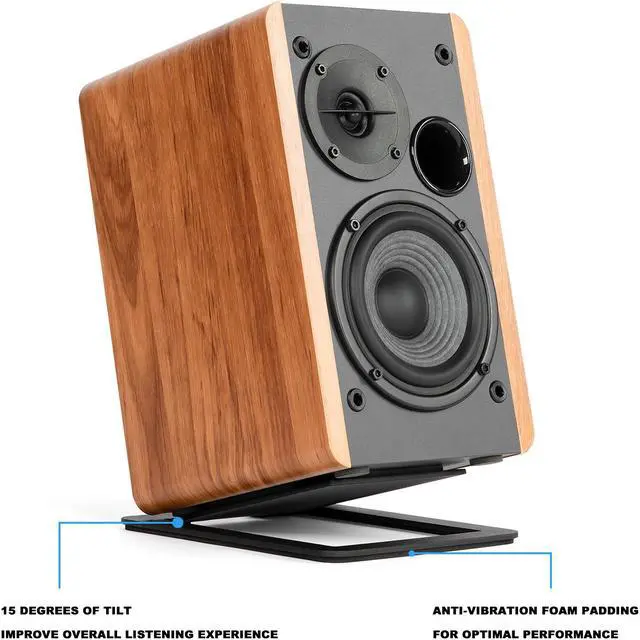 Alt view image 5 of 8 - Ventray 7" Desktop Speaker Stands for Midsize Bookshelf Computer Speakers, Studio Monitor Vibration Damping Tilted Tabletop Speaker Stands, Black - Pair