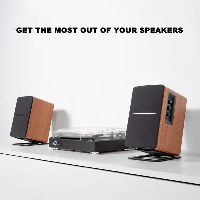 Alt view image 6 of 8 - Ventray 7" Desktop Speaker Stands for Midsize Bookshelf Computer Speakers, Studio Monitor Vibration Damping Tilted Tabletop Speaker Stands, Black - Pair