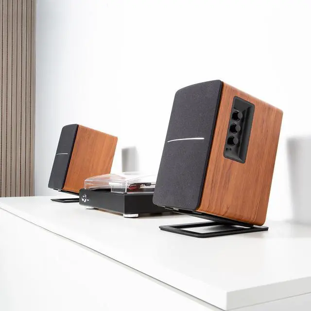 Alt view image 3 of 8 - Ventray 7" Desktop Speaker Stands for Midsize Bookshelf Computer Speakers, Studio Monitor Vibration Damping Tilted Tabletop Speaker Stands, Black - Pair