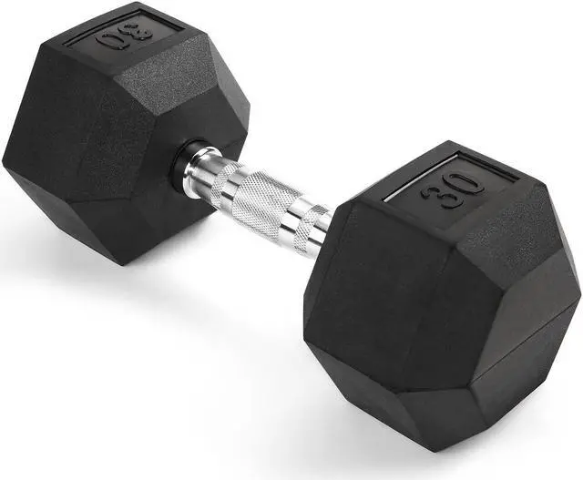 Alt view image 6 of 7 - VENTRAY HOME Rubber Encased Hex Dumbbell - 30LB, Non-Slip, Hexagon Shape, Ergonomic Hand Weights for Muscle, Exercise, Strength, Weight Loss - Black