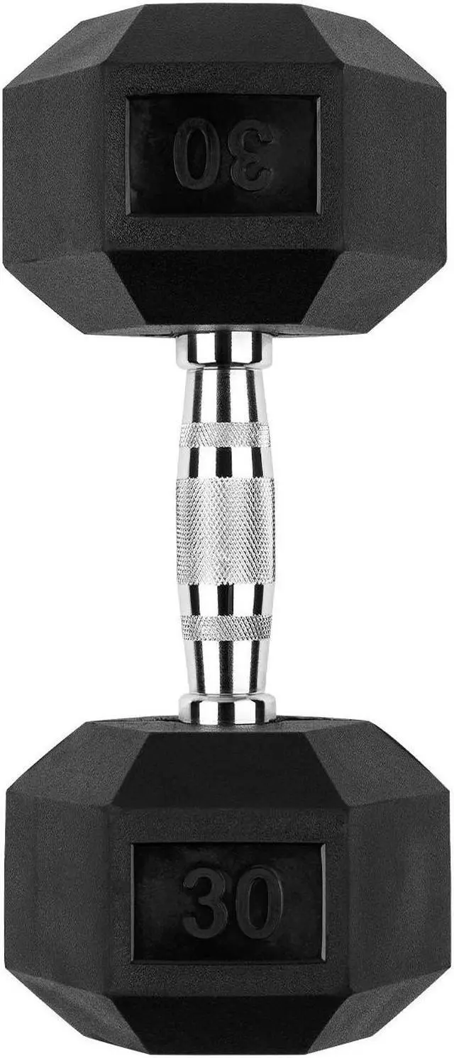 Alt view image 5 of 7 - VENTRAY HOME Rubber Encased Hex Dumbbell - 30LB, Non-Slip, Hexagon Shape, Ergonomic Hand Weights for Muscle, Exercise, Strength, Weight Loss - Black