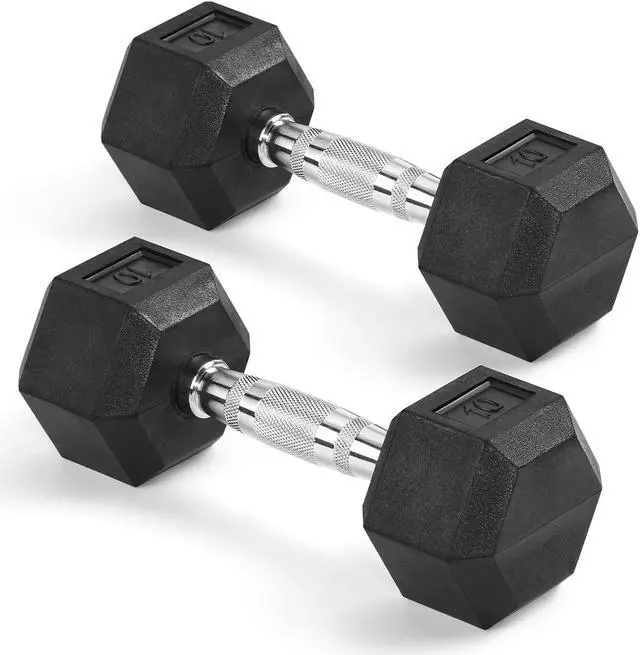 Alt view image 5 of 5 - VENTRAY HOME Rubber Encased Hex Dumbbell 2 Pack - 10LB, Non-Slip, Hexagon Shape, Ergonomic Hand Weights for Muscle, Exercise, Strength, Weight Loss - Black