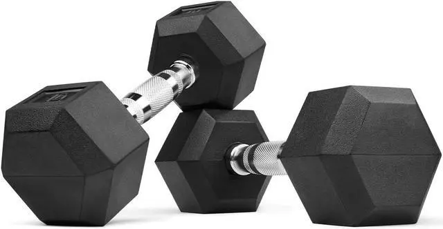 Alt view image 2 of 5 - VENTRAY HOME Rubber Encased Hex Dumbbell 2 Pack - 10LB, Non-Slip, Hexagon Shape, Ergonomic Hand Weights for Muscle, Exercise, Strength, Weight Loss - Black