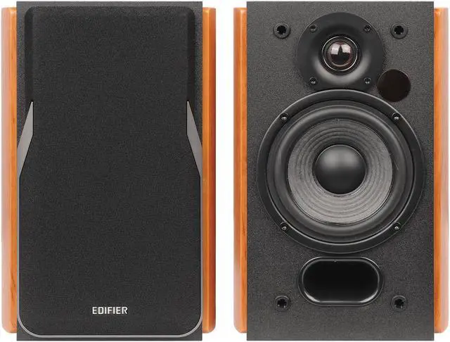 Alt view image 3 of 14 - Edifier R1380DB Active Bluetooth Bookshelf Speakers - Optical/Coaxial Input - 2.0 Wireless Studio Monitor Speaker - 42W RMS - Wood