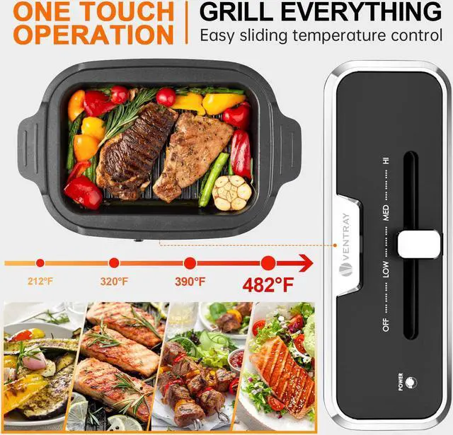 Alt view image 4 of 7 - Ventray Electric Indoor Grill Healthy Grilling with Rapid Even Heat