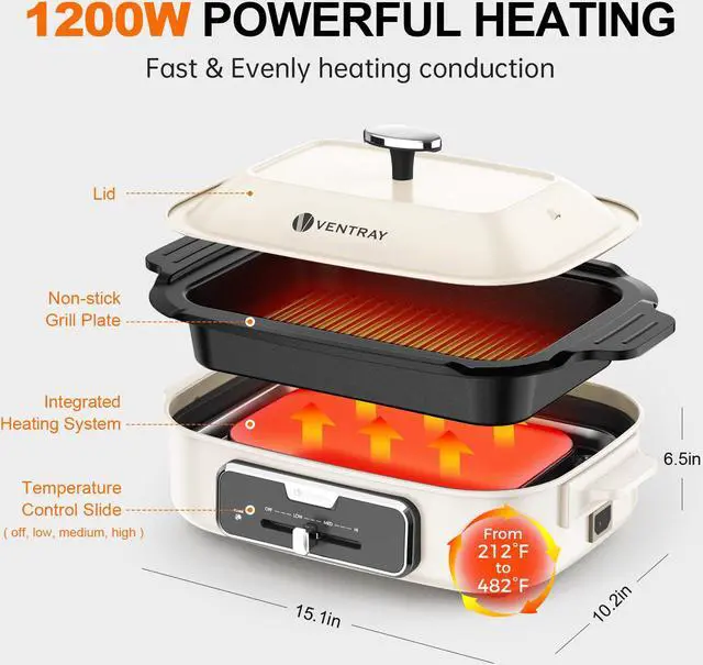 Alt view image 3 of 7 - Ventray Electric Indoor Grill Healthy Grilling with Rapid Even Heat
