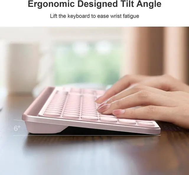 Alt view image 2 of 7 - MIIIW XIAOMI K02 Dual-Mode Wireless Bluetooth Keyboard, Sakura Pink