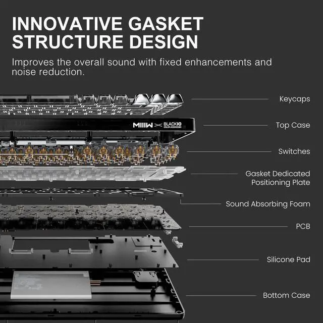 Alt view image 2 of 7 - MIIIW XIAOMI BLACK IO 83 Keys Custom Mechanical Gaming Keyboard, Space Silver