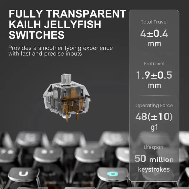 Alt view image 7 of 7 - MIIIW XIAOMI BLACK IO 83 Keys Custom Mechanical Gaming Keyboard, Space Silver