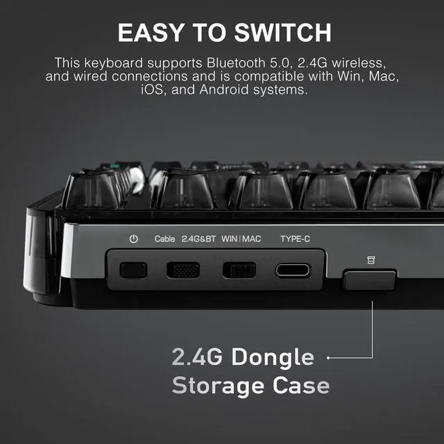 Alt view image 5 of 7 - MIIIW XIAOMI BLACK IO 83 Keys Custom Mechanical Gaming Keyboard, Space Silver