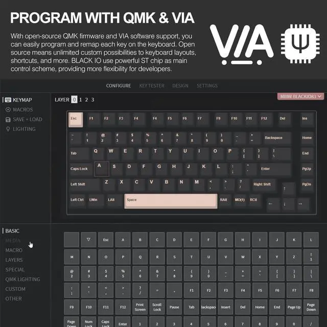 Alt view image 6 of 7 - MIIIW XIAOMI BLACK IO 83 Keys Custom Mechanical Gaming Keyboard, Space Silver