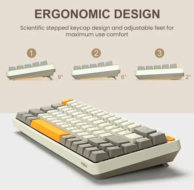 Alt view image 4 of 7 - MIIIW XIAOMI Z680 68 Keys 65% Mechanical Keyboard Gateron G Pro Yellow Switches, Autumn