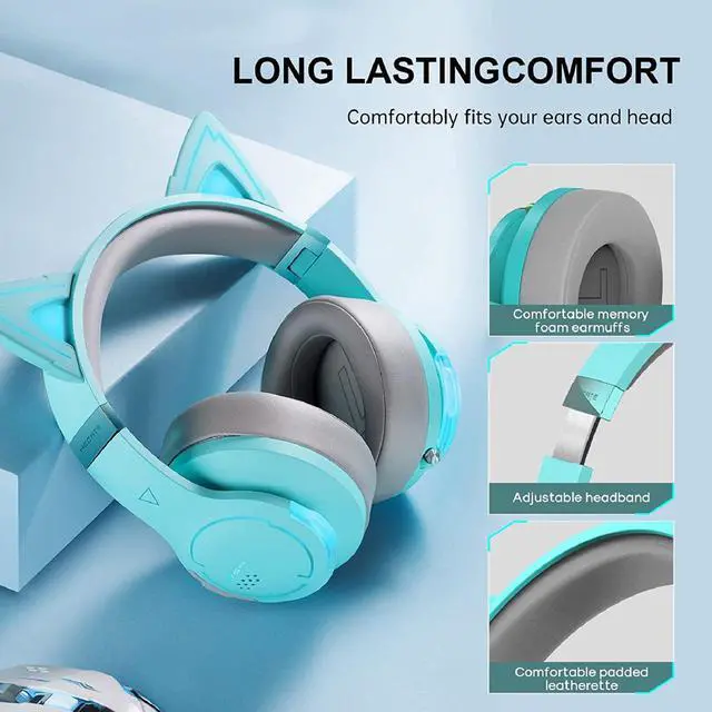 Alt view image 6 of 7 - Edifier G5BT CAT Wireless Bluetooth Wired Cat Ear Gaming Headset with Mic (Turquoise)