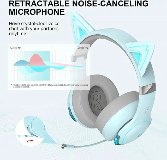 Alt view image 5 of 7 - Edifier G5BT CAT Wireless Bluetooth Wired Cat Ear Gaming Headset with Mic (Sky Blue)