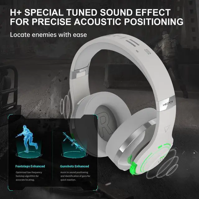 Alt view image 3 of 7 - Edifier G5BT Bluetooth Gaming Headset, Over Ear Wired Headphones with Mic (Grey)