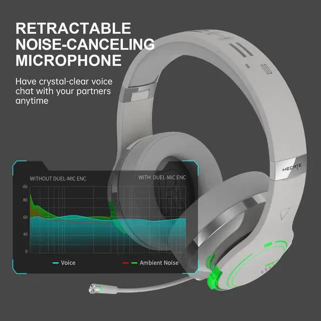 Alt view image 5 of 7 - Edifier G5BT Bluetooth Gaming Headset, Over Ear Wired Headphones with Mic (Grey)