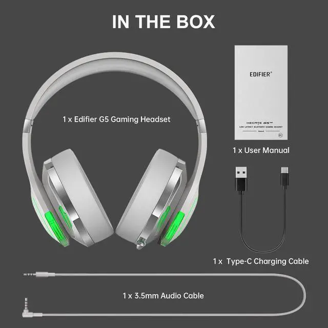 Alt view image 6 of 7 - Edifier G5BT Bluetooth Gaming Headset, Over Ear Wired Headphones with Mic (Grey)