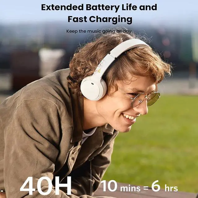 Alt view image 2 of 7 - Edifier WH500 Wireless On-Ear Headphones  Bluetooth V5.2 Lightweight and Foldable Headphones with 40-Hours Music Playtime  Personalize EQ -Fast Charging- White