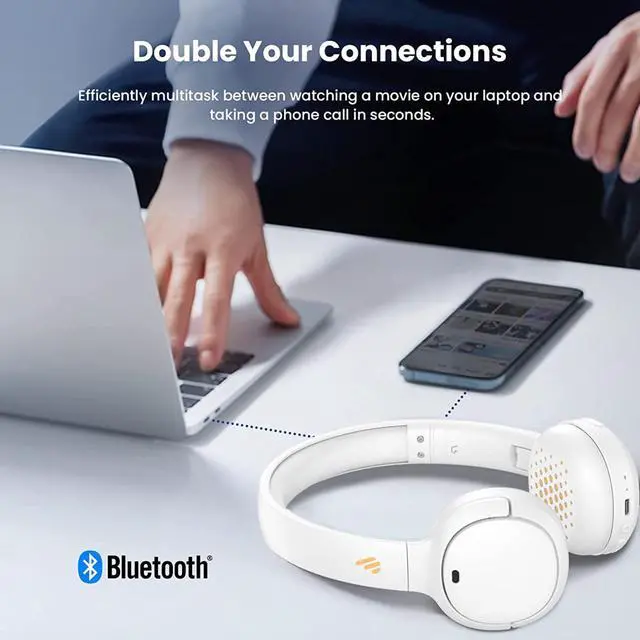 Alt view image 3 of 7 - Edifier WH500 Wireless On-Ear Headphones  Bluetooth V5.2 Lightweight and Foldable Headphones with 40-Hours Music Playtime  Personalize EQ -Fast Charging- White