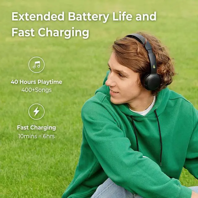 Alt view image 5 of 7 - Edifier WH500 Wireless On-Ear Headphones  Bluetooth V5.2 Lightweight and Foldable Headphones with 40-Hours Music Playtime  Personalize EQ - Fast Charging - Blue