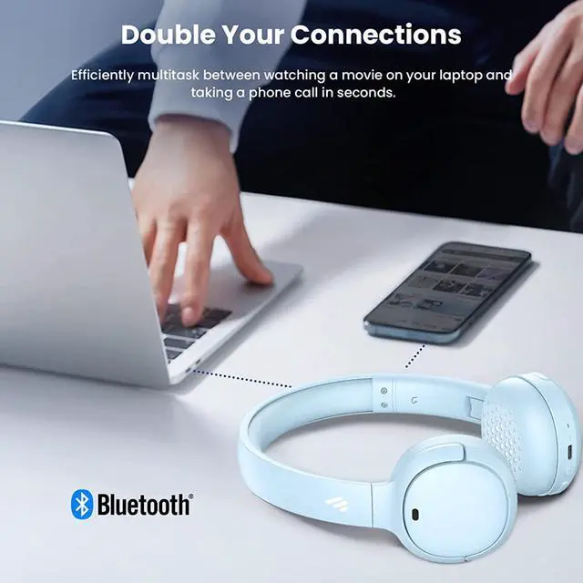 Alt view image 4 of 7 - Edifier WH500 Wireless On-Ear Headphones  Bluetooth V5.2 Lightweight and Foldable Headphones with 40-Hours Music Playtime  Personalize EQ - Fast Charging - Blue