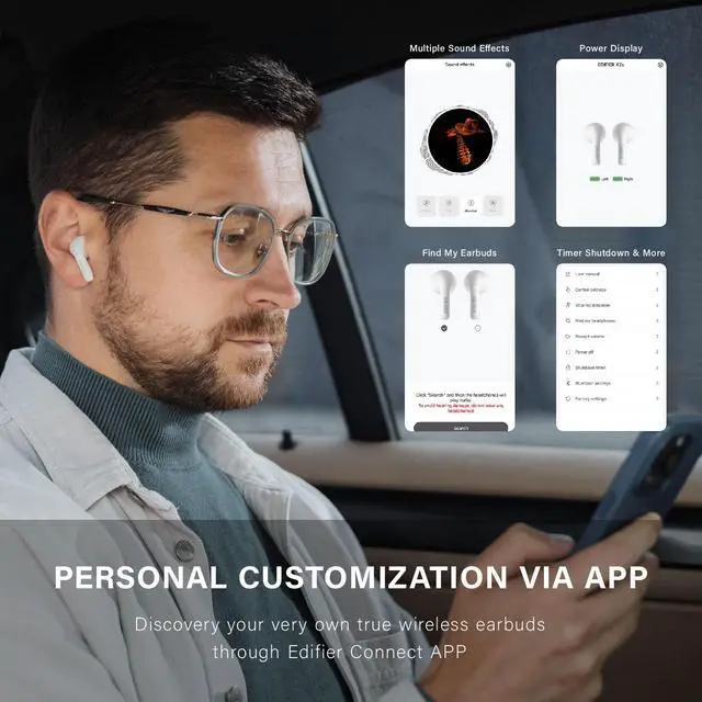 Alt view image 7 of 7 - Edifier X2s True Wireless Earbuds, Bluetooth 5.3, 13mm Dynamic Drivers, Lightweight, AI Environmental Noise Cancelling, Custom Sound, IP54 Water Dust Resistant, White