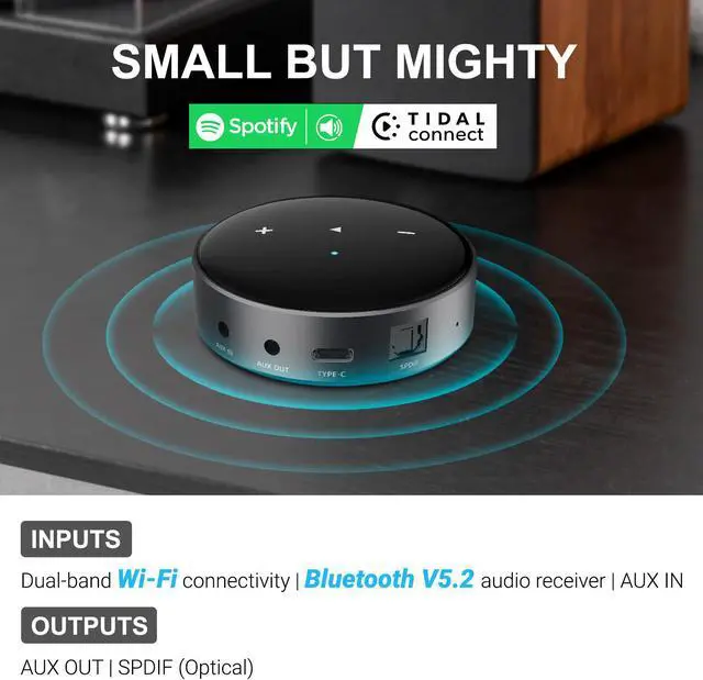 Alt view image 4 of 7 - Edifier R1280T Powered Bookshelf Speakers with WiiM Mini Wi-Fi Audio Streamer, Stream Hi-Res Audio from Spotify, Amazon Music and More