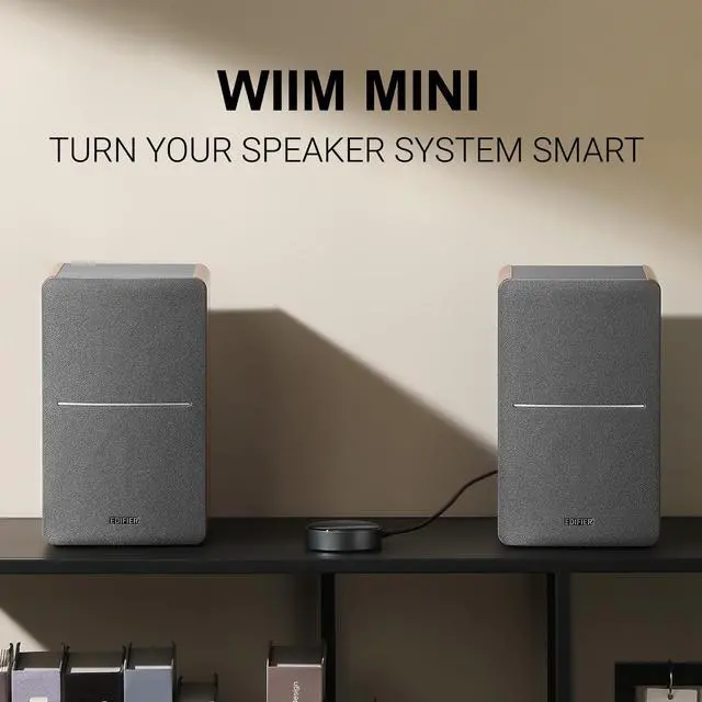Alt view image 3 of 7 - Edifier R1280T Powered Bookshelf Speakers with WiiM Mini Wi-Fi Audio Streamer, Stream Hi-Res Audio from Spotify, Amazon Music and More