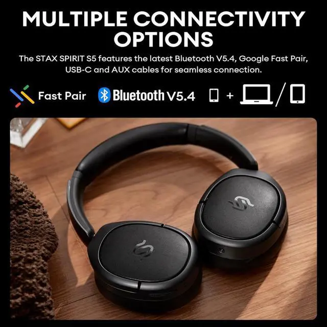 Alt view image 3 of 7 - Edifier STAX Spirit S5 Wireless Planar Magnetic Headphones, Snapdragon Sound, aptX Adaptive, Hi-Res Audio (LDAC LHDC), Bluetooth 5.4, Dual-Mic cVc Tech, 80H Playback & Fast Charging for Audiophiles