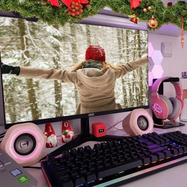 Alt view image 5 of 5 - Hecate by Edifier G1000 RGB Gaming 2.0 Speakers for desktop, USB, Aux & Bluetooth 5.3 inputs, USB powered Pink