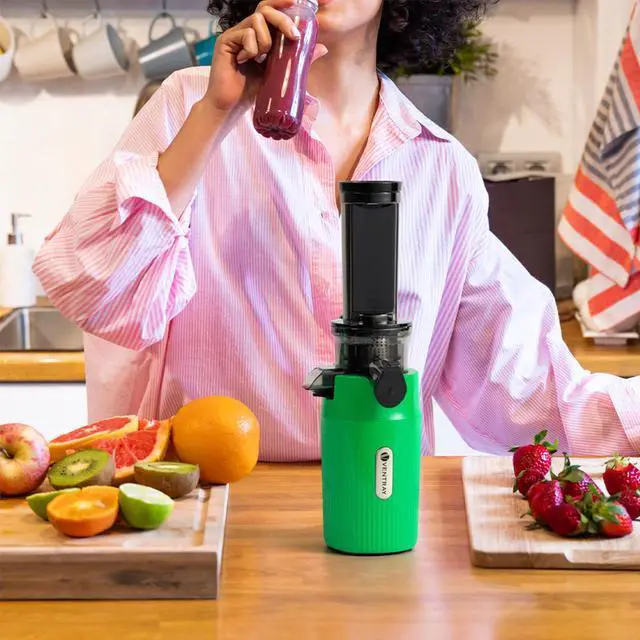 Alt view image 7 of 7 - Ventray Essential Ginnie Juicer, Compact Small Cold Press Juicer, Masticating Slow Juicer with 60RPM Low Speed, Easy to Clean & Nutrient Dense, Eco-Friendly Packaging, Sunny Green