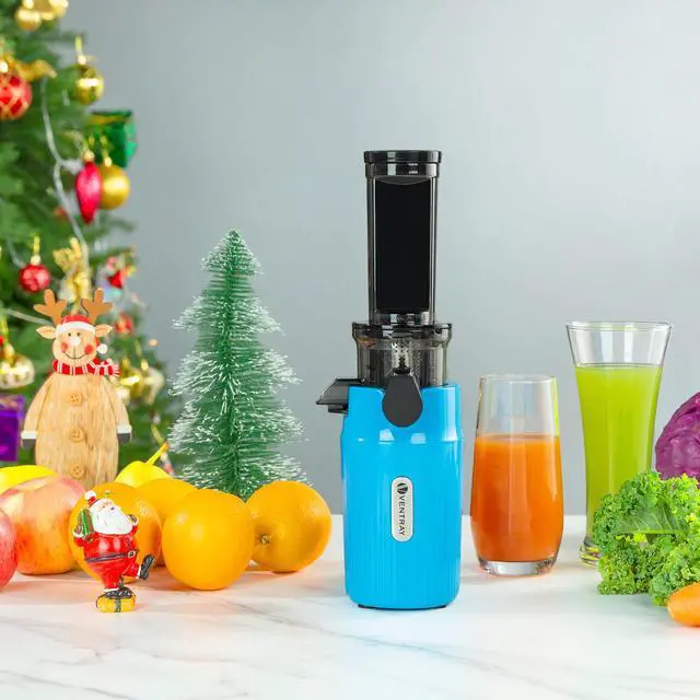Alt view image 7 of 7 - Ventray Essential Ginnie Juicer, Compact Small Cold Press Juicer, Masticating Slow Juicer with 60RPM Low Speed, Easy to Clean & Nutrient Dense, Eco-Friendly Packaging, Sunny Blue