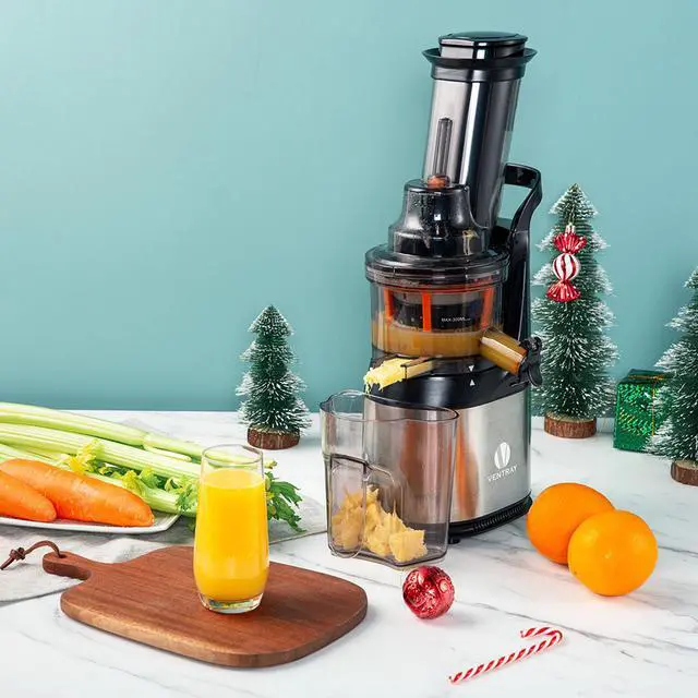 Alt view image 7 of 7 - Ventray Slow Press Masticating Juicer,Easy to Clean,BPA Free,Vegetable,Fruits Juice,Compact,Black