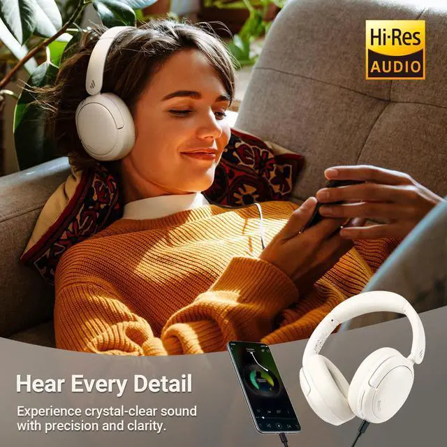 Alt view image 6 of 6 - Edifier V80 Hybrid Active Noise Cancelling Headphones, True Wireless Over Ear Bluetooth Headset with 45H Playtime Hi-Res Audio Fast Charging Multipoint Connection for Travel Home Office - Blushell