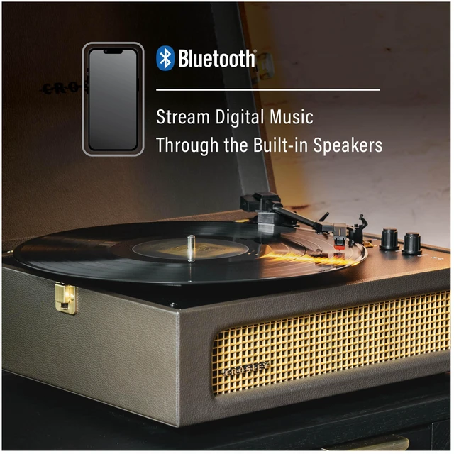 Alt view image 5 of 7 - Crosley CR8017B-CO Voyager Vintage Portable Vinyl Record Player Turntable With Bluetooth In/Out And Built-In Speakers
