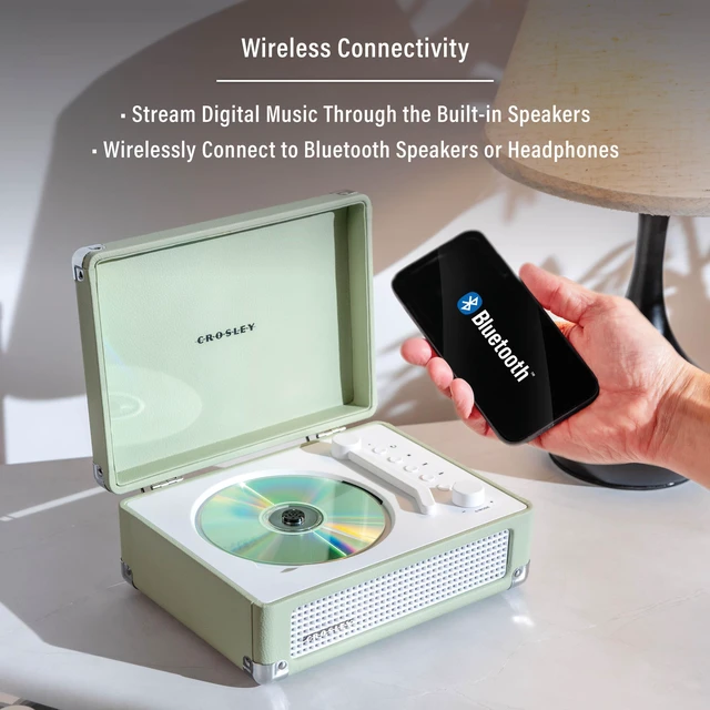 Alt view image 5 of 7 - Crosley Cruiser Retro Portable CD Player with Stereo Bluetooth Speakers and FM Radio