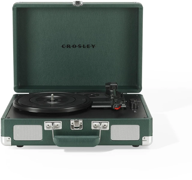 Alt view image 3 of 7 - Crosley Cr8005F-EM Cruiser Plus Vintage 3-Speed Bluetooth In/Out Suitcase Vinyl Record Player Turntable