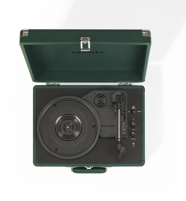 Alt view image 2 of 7 - Crosley Cr8005F-EM Cruiser Plus Vintage 3-Speed Bluetooth In/Out Suitcase Vinyl Record Player Turntable