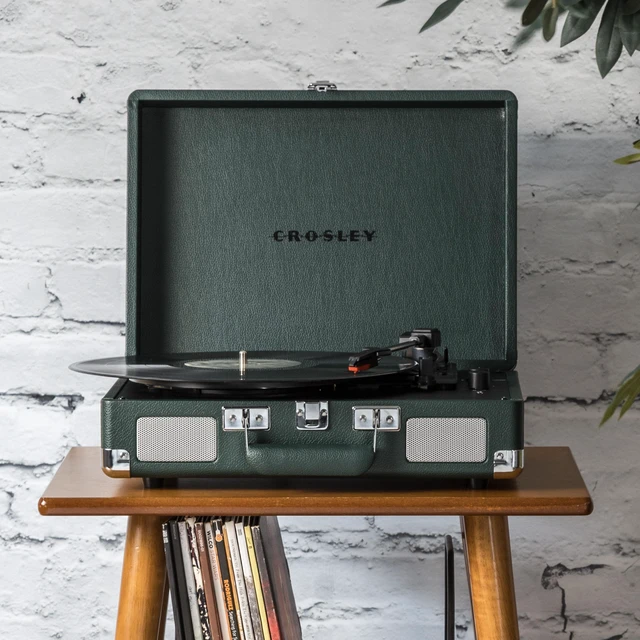 Alt view image 7 of 7 - Crosley Cr8005F-EM Cruiser Plus Vintage 3-Speed Bluetooth In/Out Suitcase Vinyl Record Player Turntable