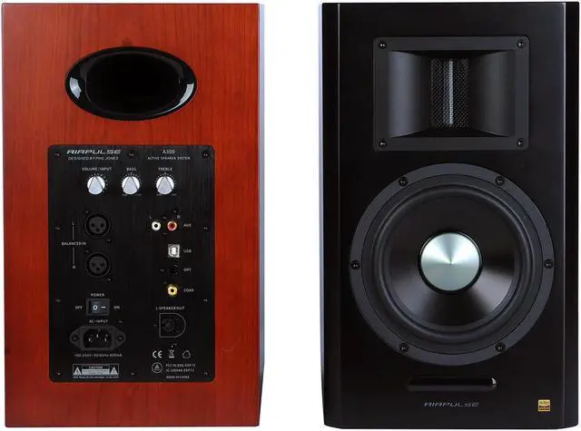 Alt view image 2 of 3 - AirPulse A300 Hi-Res Audio Certified Active Speaker System Built-in Amplifier Optical, Coaxial, Bluetooth 4.1 aptX, RCA, AUX, and USB Inputs - Pair