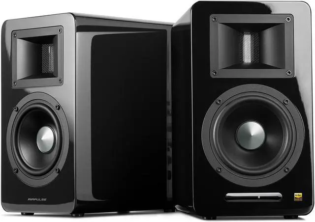 Alt view image 5 of 5 - AirPulse A100 Hi-Res Audio Certified Active Speaker System Built-in Amplifier Optical, Coaxial, Bluetooth 4.1 aptX, RCA, AUX, and USB Inputs - Pair Black