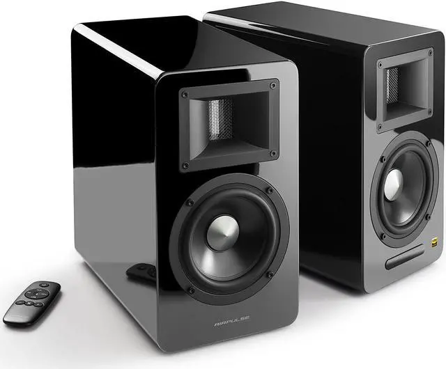 Alt view image 4 of 5 - AirPulse A100 Hi-Res Audio Certified Active Speaker System Built-in Amplifier Optical, Coaxial, Bluetooth 4.1 aptX, RCA, AUX, and USB Inputs - Pair Black