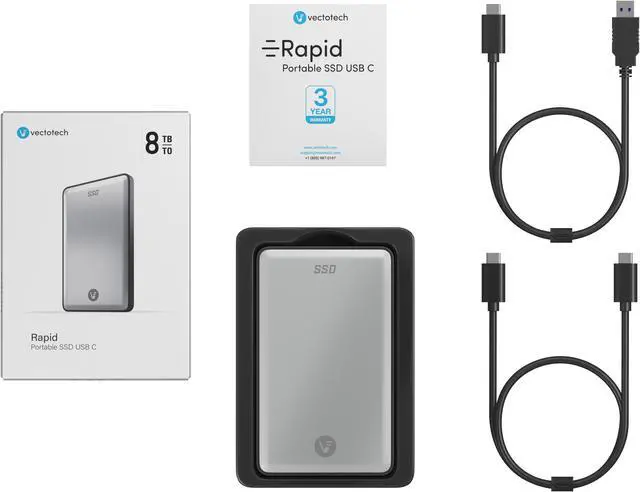 Alt view image 5 of 5 - VectoTech Rapid 8TB External SSD USB-C Portable Solid State Drive (USB 3.1 Gen 2)