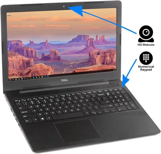 Alt view image 4 of 7 - Dell Inspiron 3000 Notebook, 15.6" HD Display, Intel Core i3-1005G1 Upto 3.4GHz, 16GB RAM, 128GB NVMe SSD + 500GB HDD, HDMI, Card Reader, Wi-Fi, Bluetooth, Windows 10 Home