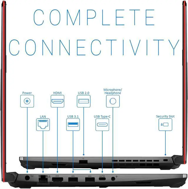 Alt view image 6 of 7 - ASUS TUF Gaming Notebook, 15.6" FHD Display, Intel Core i5-10300H Upto 4.5GHz, 16GB RAM, 1TB NVMe SSD, NVIDIA GeForce GTX 1650 Ti, HDMI, DisplayPort via USB-C, Wi-Fi, Bluetooth, Windows 10 Home