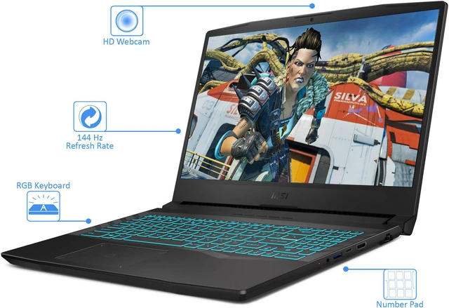 Alt view image 2 of 7 - MSI Crosshair Gaming Laptop, 15.6" 144Hz FHD Display, Intel Core i7-11800H Upto 4.6GHz, 32GB RAM, 2TB NVMe SSD, NVIDIA GeForce RTX 3050, HDMI, Wi-Fi, Bluetooth, Windows 10 Home